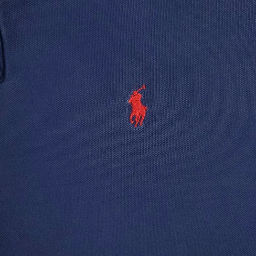 Ralph Lauren Polo Shirt Mens Large Blue Classic Fit Short Sleeve *STAINED
